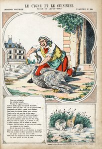 Svanen og Kokken. Anonym illustration til Les Fables af Jean de LA FONTAINE (Lafontaine) (1621-1695). Billeddannelse af Pont-a-Mousson, ca. 1880. Privat samling. af Anonymous Anonymous