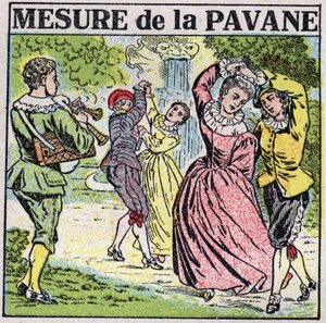 Kunsten at lyde: måling af pavane (dans). Anonym illustration fra 1925. Privat samling. af Anonymous Anonymous