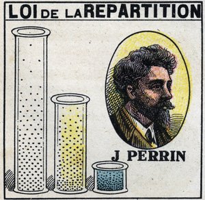 Atomerne: fordelingsloven af Jean Perrin (1870-1942). Anonym illustration fra 1925. Privat samling. af Anonymous Anonymous