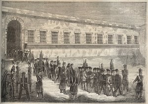 Rocheforts fængsel i det 19. århundrede. Indgravering i "Fangernes historie fra deres skabelse til i dag"" (1877) af Pierre Zaccone (1817-1895) (Colonia Penale - Straffekoloni). Privat samling. af Anonymous Anonymous