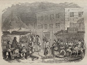Kantinen i bagne de Rochefort i det 19. århundrede. Indgravering i "Fangernes historie fra deres skabelse til i dag"" (1877) af Pierre Zaccone (1817-1895) (Colonia Penale - Straffekoloni) Privat samling. af Anonymous Anonymous