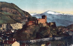 Slottet og Pyrenæerne-kæden i Lourdes - Hautes Pyrenees (65) omkring 1900. af Anonymous Anonymous