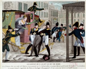 Død Charles Ferdinand de Bourbon, hertug af Berry (1778-1820) 13/02/1820 ved udgangen af Royal Academy of Music Kong Louis XVIII
