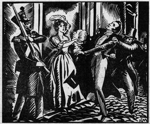 Hertugen af Berrys død (1778-1820) den 13/02/1820 på Royal Academy of Music”” nevøen til kong Louis XVIII bliver myrdet i Operaen af Louvel, en republikaner, der ønsker at slukke det kongelige dynasti. Illustration taget fra "" Le petit journal illustr af Anonymous Anonymous