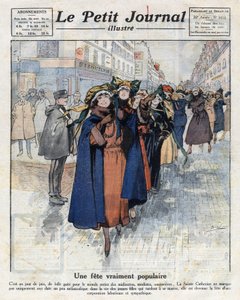 Katarinetters rejse, unge cølibatariske piger iført traditionelle hatte, i Paris