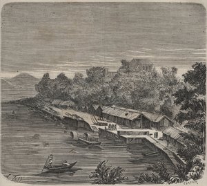 Fængselsanstalten Saint-Laurent i Cayenne (Fransk Guyana) i det 19. århundrede. Indgravering i "Historien om fængslerne fra deres skabelse til i dag"" (1877) af Pierre Zaccone (1817-1895) (Colonia Penale - Straffekoloni) af Anonymous Anonymous