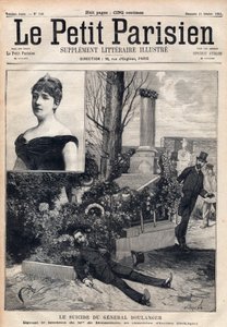 General Georges Boulangers (1837-1891) selvmord på kirkegården i Ixelles i Belgien foran Madame Bonnemains