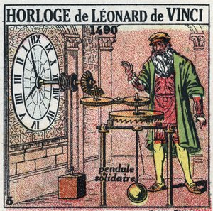 Tid: vægtur opfundet af Leonard de Vinci (Leonardo da Vinci) (1452-1519) i 1490. Det erstatter folderen med en lodret balance. Anonym illustration fra 1925. Privat samling. af Anonymous Anonymous