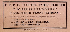 Traktat af FFI-FTPF, der kalder for at lytte til Radio France, "" Front Nationals radiostation"" af Anonymous Anonymous