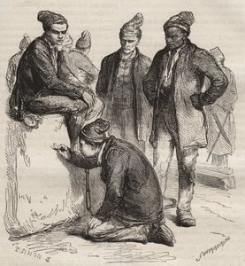 Typer af gallerier fra Brest Bagne i det 19. århundrede. Indgravering i "Fangernes historie fra deres skabelse til i dag"" (1877) af Pierre Zaccone (1817-1895) (Colonia Penale - Straffekoloni). Privat samling. af Anonymous Anonymous