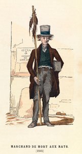 En rottegiftsælger i Paris i 1845, gravering, privat samling - Rottegiftsælger i Paris af Anonymous Anonymous