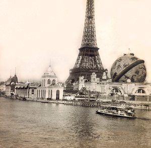Universal Exposition of 1900 - Exposition Universelle de 1900 i Paris: The Celestial Globe og Eiffeltårnet - privat samling af Anonymous Anonymous