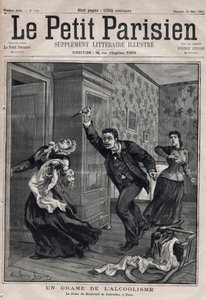 Forskellige fakta: et drama om alkoholisme - Le crime du Boulevard de Courcelles i Paris - Indgravering i "Le petit Parisien"" fra 1891 - Privat samling af Anonymous Anonymous
