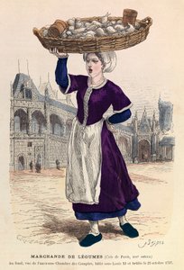 Grøntsagssælger i Paris i det 16. århundrede (i baggrunden udsigt til det tidligere Regnskabskammer, batie under Louis XI og brulee den 27. oktober 1737) - Grøntsagssælger af Anonymous Anonymous