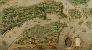 Udsigt over Ambon, ca. 1617 (olie på lærred) af Anonymous Anonymous