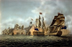 Udsigt over slaget ved Cape Saint-Vincent den 14/02/1797 Indgravering af 1798 af Anonymous Anonymous