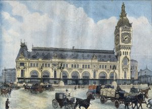 Udsigt over Gare de Lyon i Paris i 1902. Indgravering i "Le Peute Parisien"" af Anonymous Anonymous