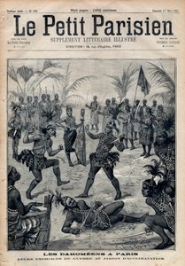 Krigsøvelser: Amazoner, krigere og feticheurs dahomeens (nu Benin) fra akklimatiseringens have i Paris (Human Zoo). Stik i "" Le petit Parisien"" fra 1891. Privat samling. af Anonymous Anonymous