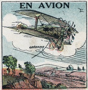 Trådløs telefoni: med fly. Anonym illustration af 1925. Privat samling. af Anonymous Anonymous