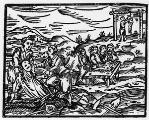 Hekse, der afskrækker de døde på en kirkegård - "" Compendium Maleficarum"", handler om hekse, deres ondskab og deres sortileges af Francesco Maria Guazzo eller Guaccio eller Guaccius (15?? -16??) 1608 privatsamling af Anonymous Anonymous