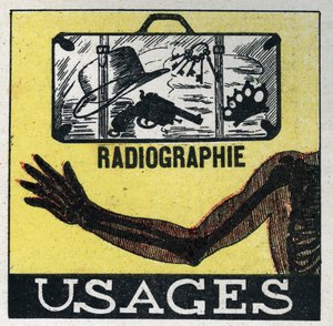 Røntgen: Brug af røntgen til at se gennem genstande og kroppe. Anonym illustration fra 1925. Privat samling. af Anonymous Anonymous