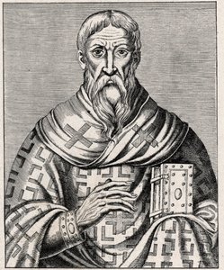 portræt af Areopagiten Dionysius - Portræt af Areopagiten Sankt Denys (1. århundrede), græsk biskop - Indgravering efter en illustration af "Life of illustrious Men" af Thevet - I "" The Catholic Missions in the XIXeme Century"" af Louis- Eugene (Louis af Anonymous Anonymous