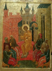 Prepolowenie Kristus blandt lægerne, 1400-tallet af Anonymous Russian icon painter