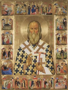 Sankt Ignatius Brianchaninov med scener fra sit liv, det 20. århundrede af Anonymous Russian icon painter