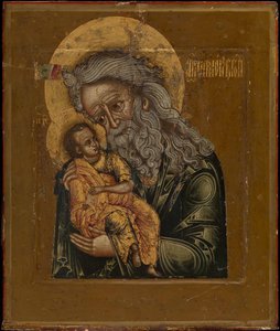 Gud-modtageren Simeon, 1800 af Anonymous Russian icon painter