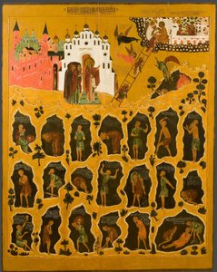 The Vision of Saint John Climacus, 1500-tallet af Anonymous Russian icon painter