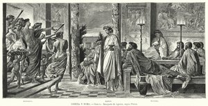 Banket i Agathon, det antikke Grækenland, ifølge Platon (litho) af Anselm Feuerbach