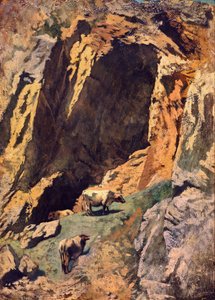 Klippespalte med køer af Anselm Feuerbach