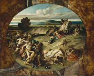 Slaget ved Amazonerne, 1857 af Anselm Feuerbach