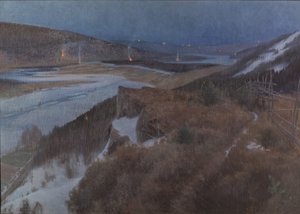 Valborgsnat i Bergslagen, Grangärde i Dalarna, 1896 af Anshelm Leonard Schultzberg