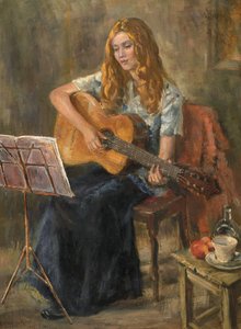 Nichola spiller sin guitar
