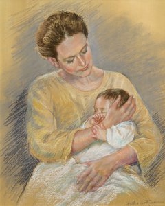 Vanessa Macdonald-Haig med barnebarnet Toby, 2000 (pastel)
