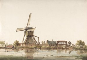 Landskab med vindmølle, slutningen af 1700-tallet. af Anthonie Erkelens