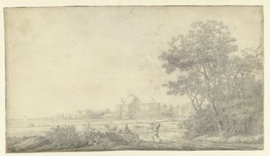 Udsigt over Huis ter Nieuburch, Rijswijk, set fra øst af Anthonie Jansz. van der Croos