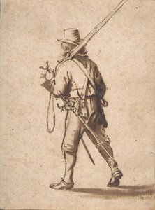 En gående musketer, set bagfra, 1600-tallet. af Anthonie Palamedesz