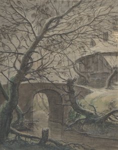 Et hus nær en bro, 1600-tallet. af Anthonie Waterloo