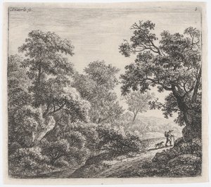 En rejsende og hans hund Le Voyageur et søn Chien, 1600-tallet. af Anthonie Waterloo