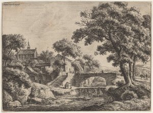 En træ- og en stenbro af Anthonie Waterloo