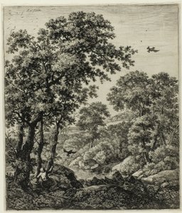 Elias i ørkenen, fra Seks landskabsmotiver fra Det Gamle Testamente af Anthonie Waterloo