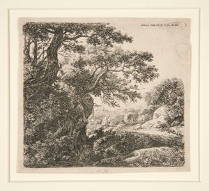 Mand sover ved siden af vejen, fra et sæt af 6 raderinger, B. 47-52 af Anthonie Waterloo