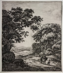 Seks store opretstående landskaber med scener fra Det Gamle Testamente af Anthonie Waterloo