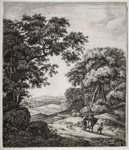 Seks store opretstående landskaber med scener fra Det Gamle Testamente: Abraham afviser Hagar og Ismael