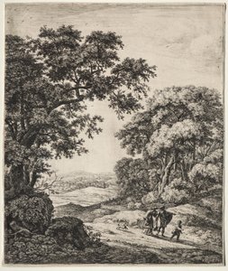 Seks store opretstående landskaber med scener fra Det Gamle Testamente: Abraham afviser Hagar og Ismael