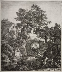 Seks store opretstående landskaber med scener fra Det Gamle Testamente: Zippora, der omskærer sin søn af Anthonie Waterloo