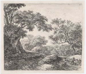 Tre drenge og deres hunde L’Allée i Bois, det 17. århundrede. af Anthonie Waterloo