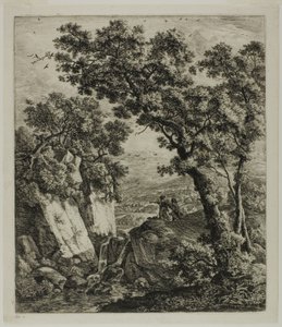Tobias og englen, fra seks landskabsfag fra Det Gamle Testamente af Anthonie Waterloo
